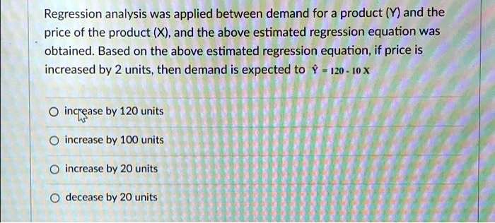 Regression analysis was applied between demand for a product (Y) and ...
