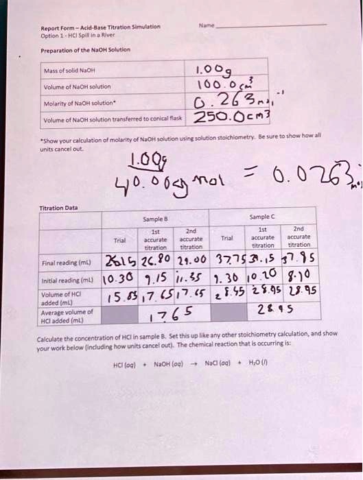 SOLVED: Texts: How to solve and calculate the concentration of HCl in ...