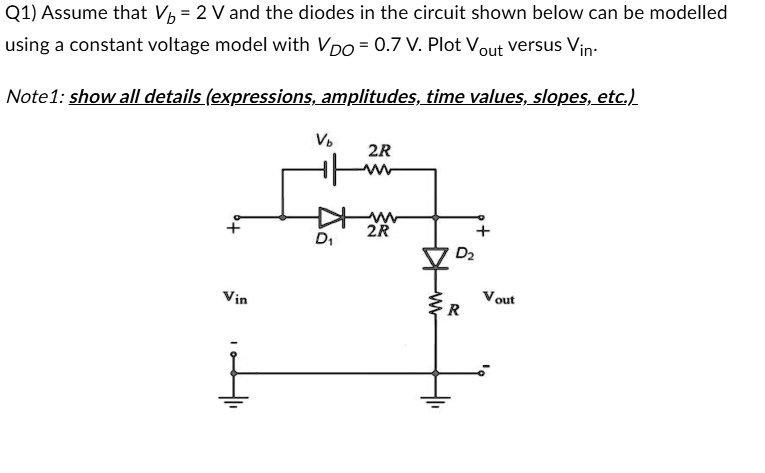 SOLVED: Assume that Vh = 2V and the diodes in the circuit shown below ...