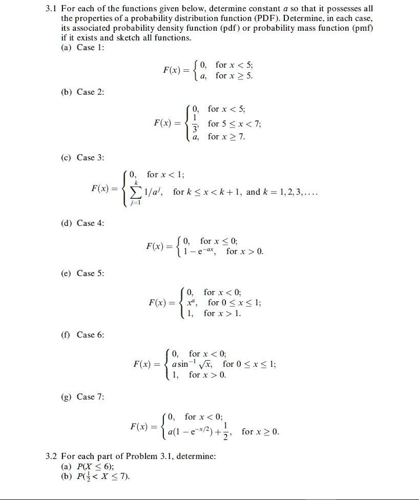 SOLVED: 3.1 For each of the functions given below, determine a constant ...