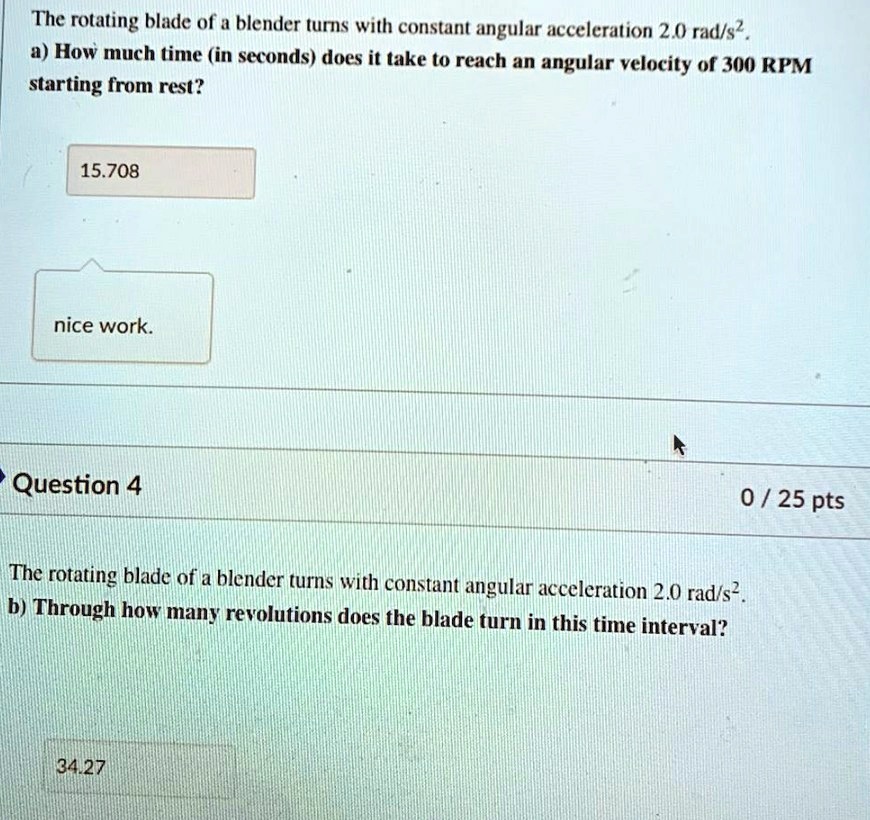SOLVED The rotating blade of a blender (Urns With constant angular