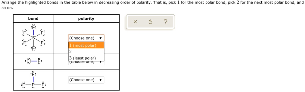 SOLVED: Arrange the highlighted bonds in the table below in decreasing ...
