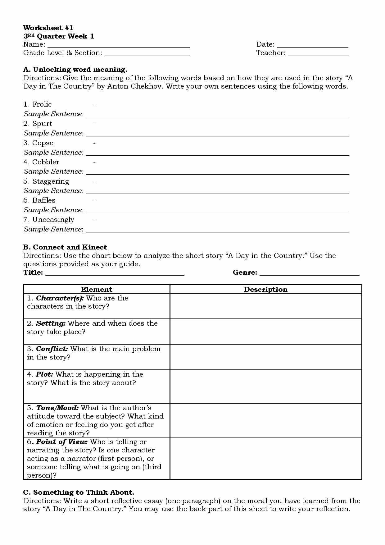 SOLVED Worksheet 1 3^Rd Quarter Week 1 Name Date Grade Level