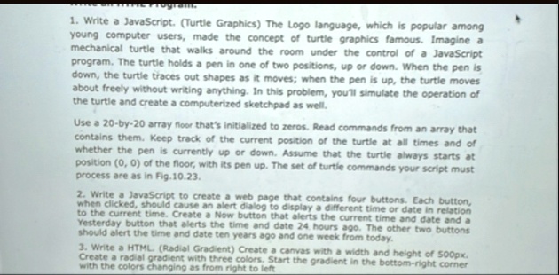 1 write a javascript turtle graphics the logo language which...