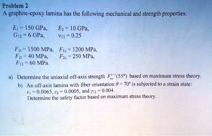 SOLVED: Problem2 A graphite-epoxy lamina has the following mechanical ...