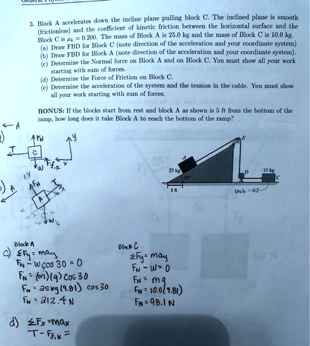 SOLVED: Down The Incline Plane Pulling Block C_ The Inclined Plane Is ...