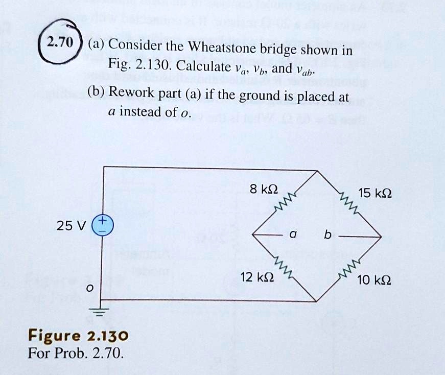 270 A Consider The Wheatstone Bridge Shown In Fig2130calculate Vavband ...