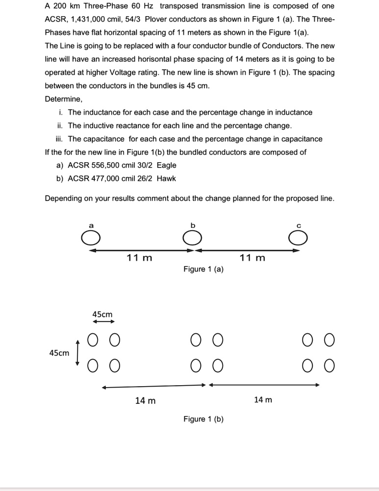 SOLVED: A 200 km Three-Phase 60 Hz transposed transmission line is ...
