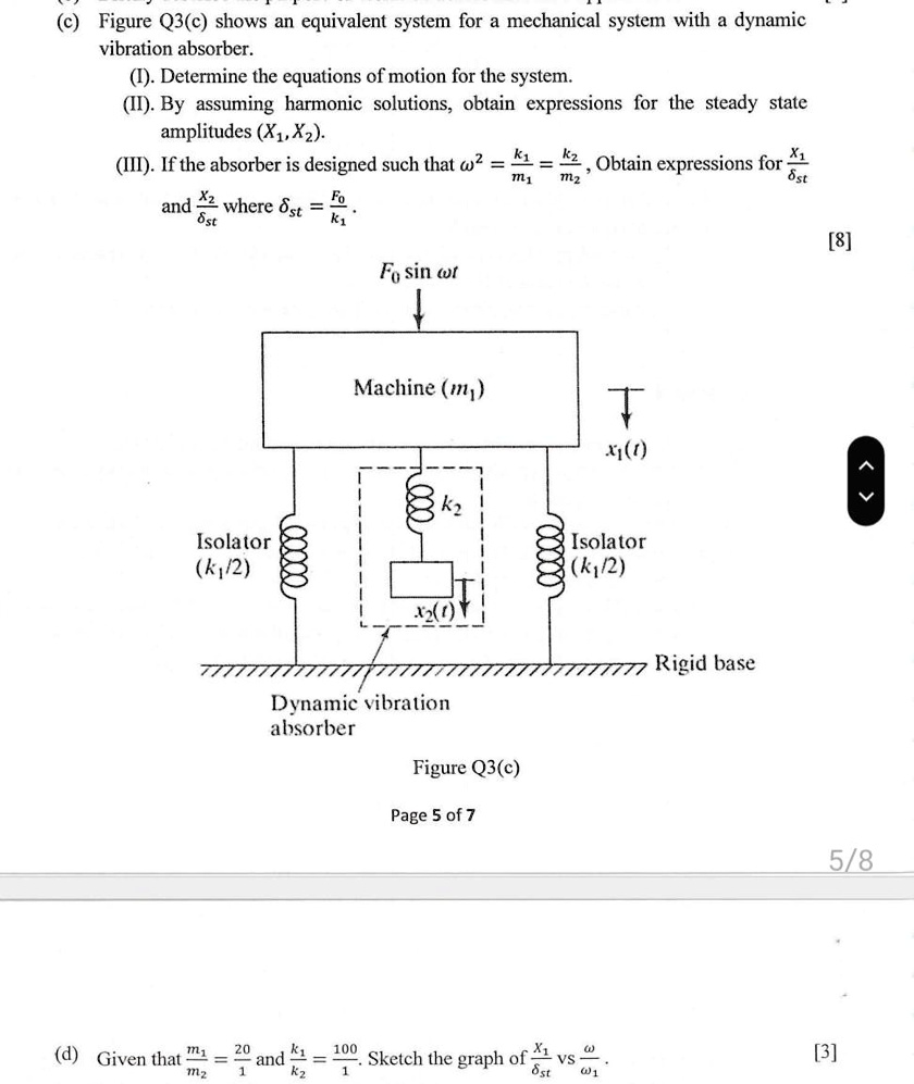 SOLVED Texts Figure Q3(c) shows an equivalent system for a mechanical