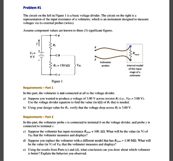 SOLVED: The circuit on the left in Figure 1 is a basic voltage divider ...