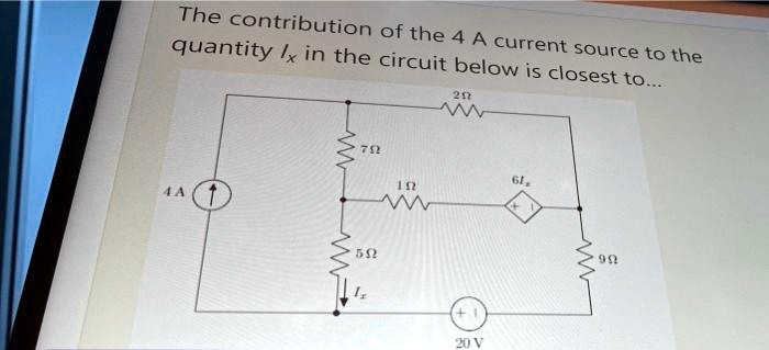 SOLVED: The contribution of the 4 A current source to the quantity /x ...