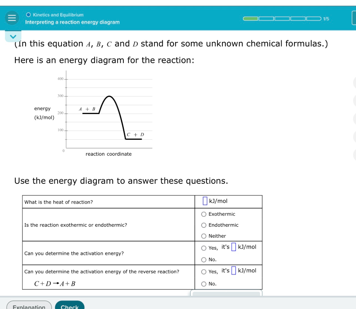 SOLVED: Kinetics And Equilibrium Interpreting A Reaction Energy Diagram ...