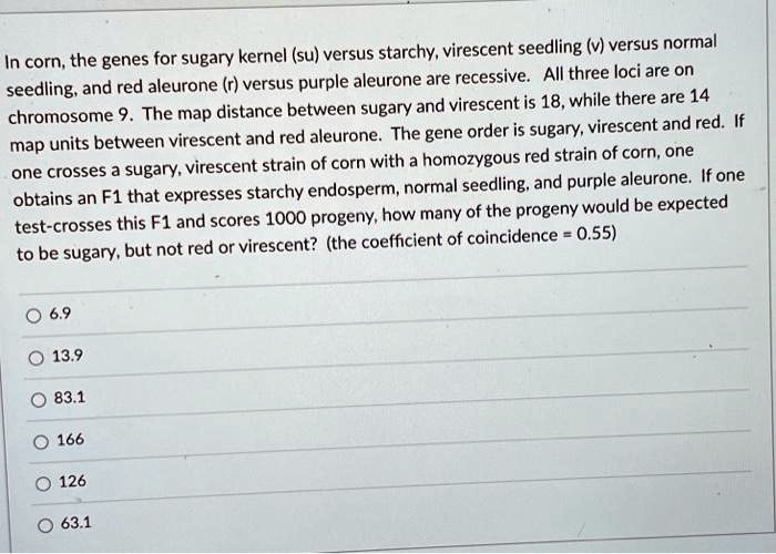 [GET ANSWER] In corn, the genes for sugary kernel (su) versus starchy ...