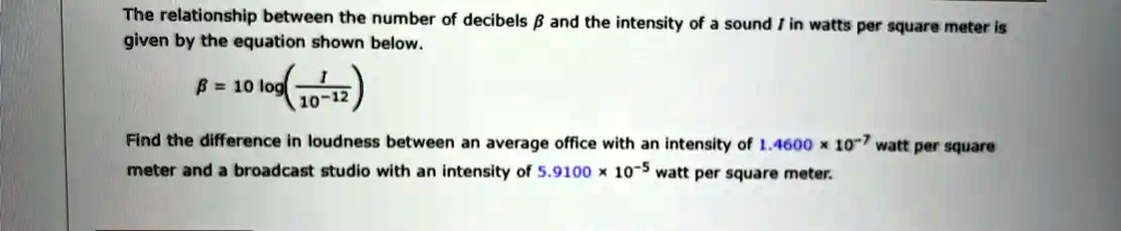 The Relationship Between The Number Of Decibels B And The Intensity Of ...