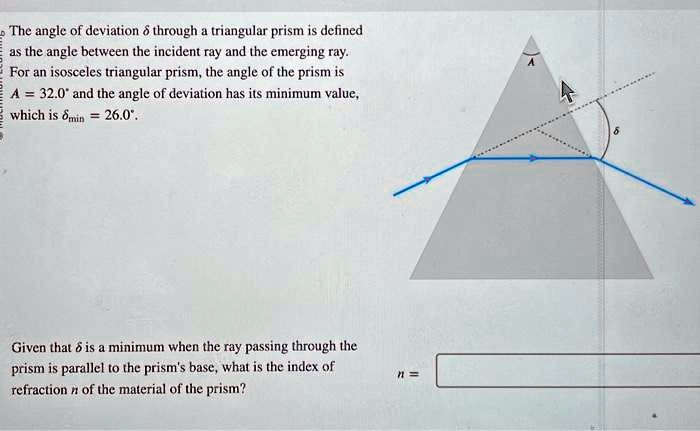 The angle of deviation through a triangular prism is defined as the ...