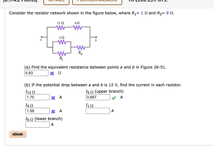 SOLVED Consider the resistor network shown in the figure below where R1= Q and Rz= 9 n. Find