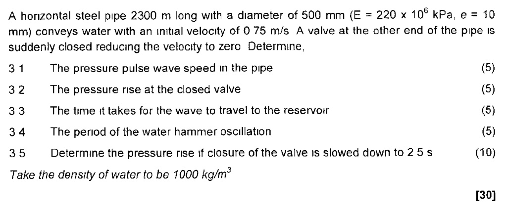 A horizontal steel pipe 2300 m long with a diameter of 500 mm (E = 220 ...