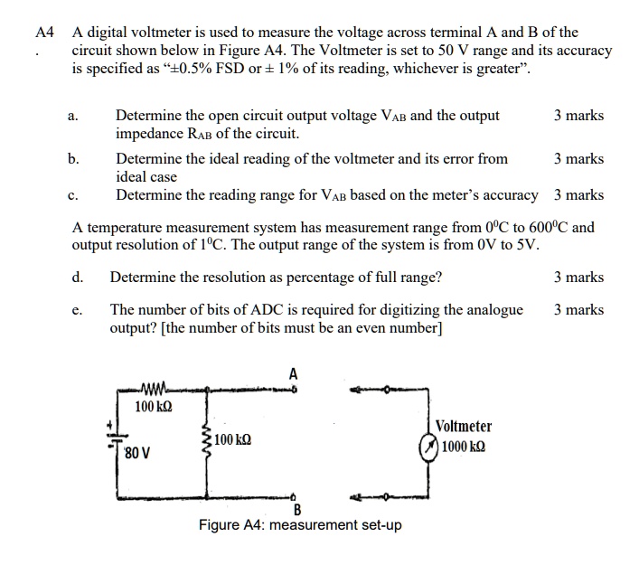 SOLVED: A Digital Voltmeter Is Used To Measure The Voltage Across ...