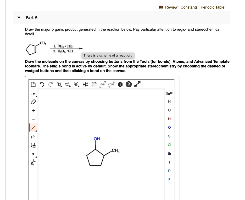 SOLVED Part A Draw the major organic product generated in the reaction