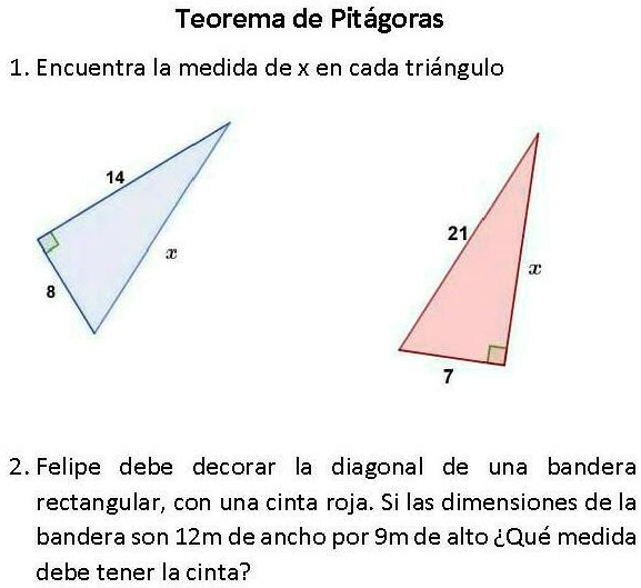 SOLVED: Alguien que me ayude por favor Teorema de Pitágoras Encuentra ...