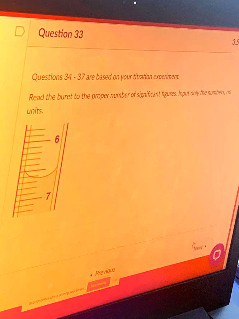 SOLVED:Question 33 35 Questions 34 - 37 are based on your titration ...