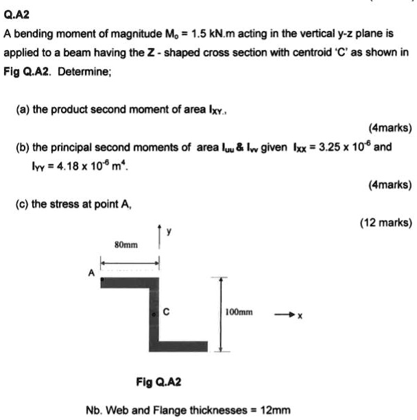 SOLVED: A bending moment of magnitude M = 1.5 kN.m acting in the ...