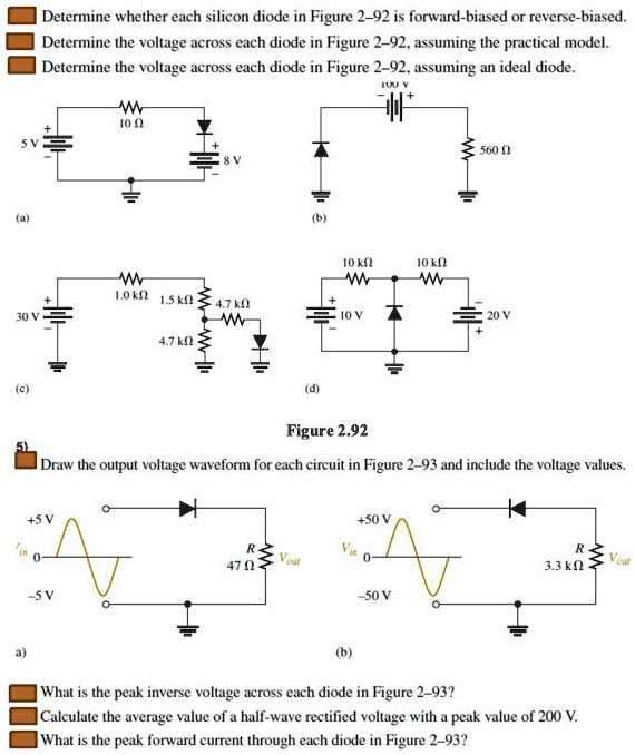 SOLVED: Determine Whether Each Silicon Diode In Figure 2-92 Is Forward ...