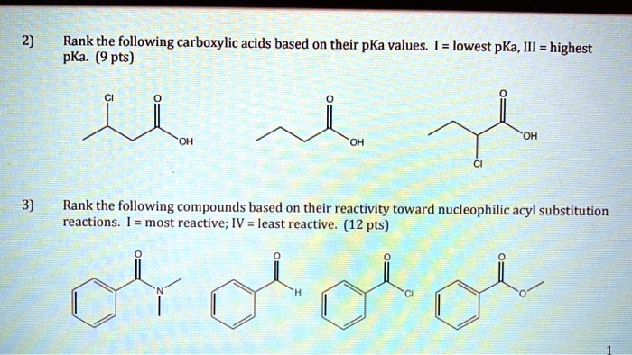 SOLVED: Rank The Following Carboxylic Acids Based On Their PKa Values ...