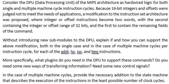 SOLVED: See the image Consider the DPU(Data Processing Unit) of the ...