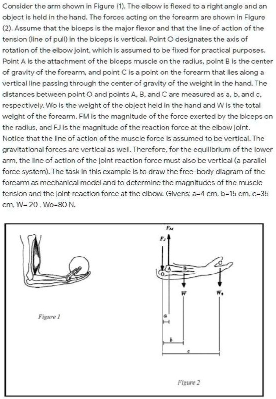 SOLVED: Consider the arm shown in Figure 1. The elbow is flexed to a ...