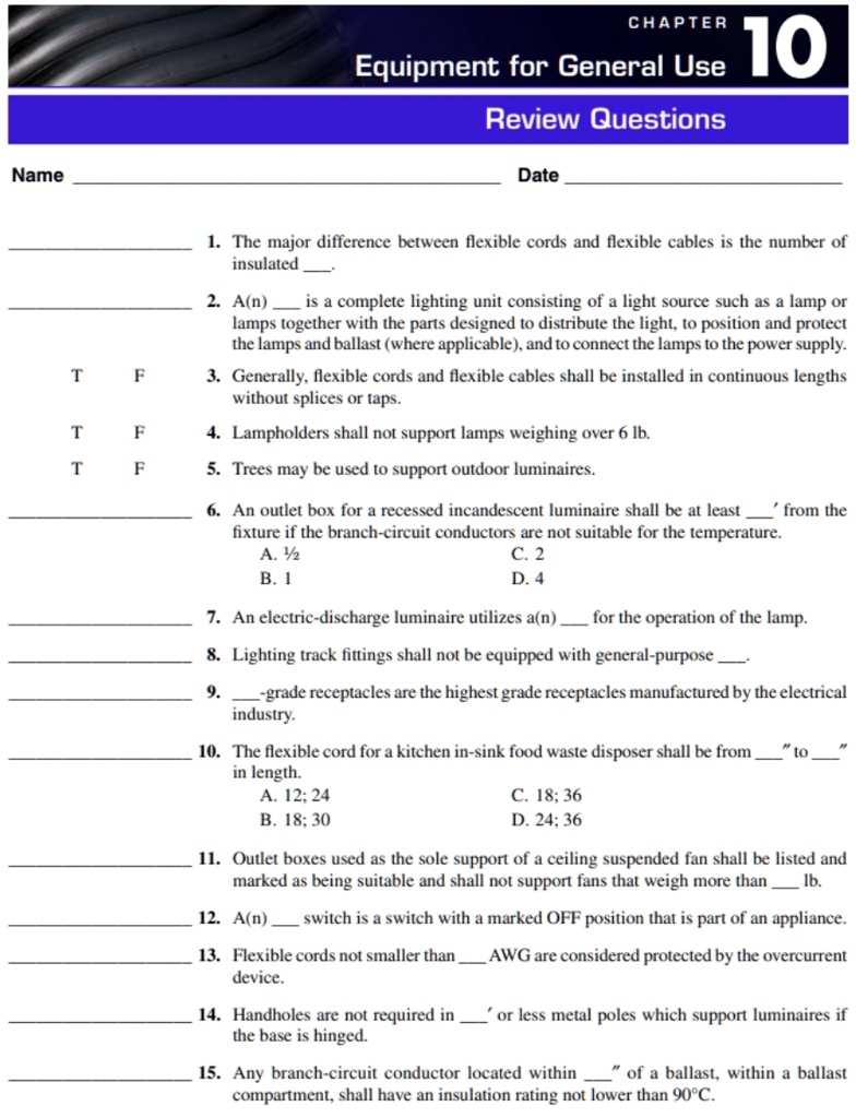 SOLVED CHAPTER 10 Equipment for General Use Review Questions Name Date