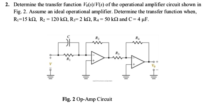 Determine the transfer function Vo(s)/V(s) of the operational amplifier ...