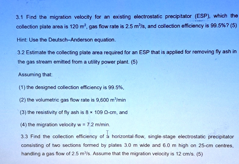 SOLVED: 3.1 Find the migration velocity for an existing electrostatic ...