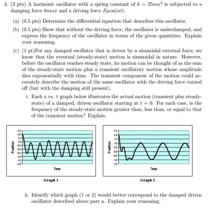 SOLVED 4. 2 pts) A harmonic oscillator with a spring constant of k