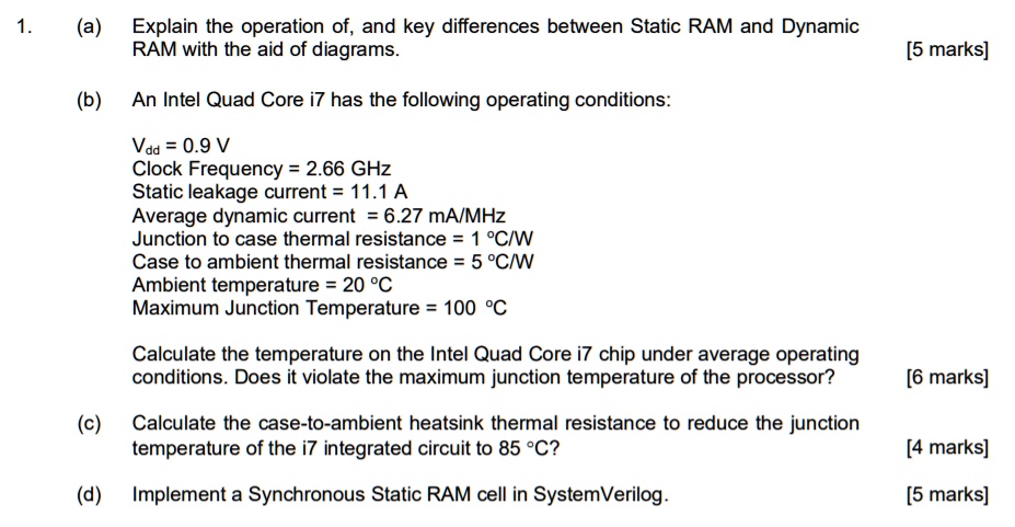 SOLVED: (a) Explain the operation of, and key differences between ...