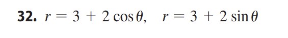 SOLVED: 32. r=3+2 cosθ, r=3+2 sinθ