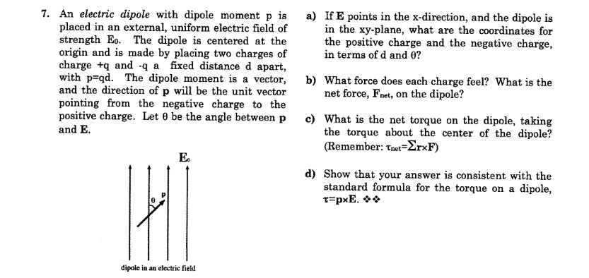 SOLVED: An electric dipole with dipole moment p is placed in an ...