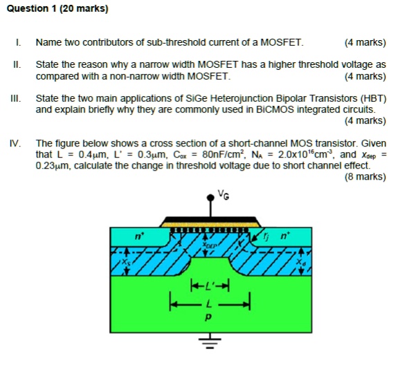 SOLVED Question 1 (20 marks) I. Name two contributors of subthreshold