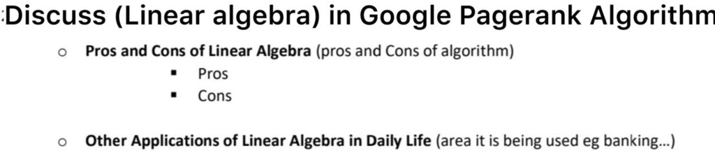 discuss linear algebra in google pagerank algorithm pros and cons of ...