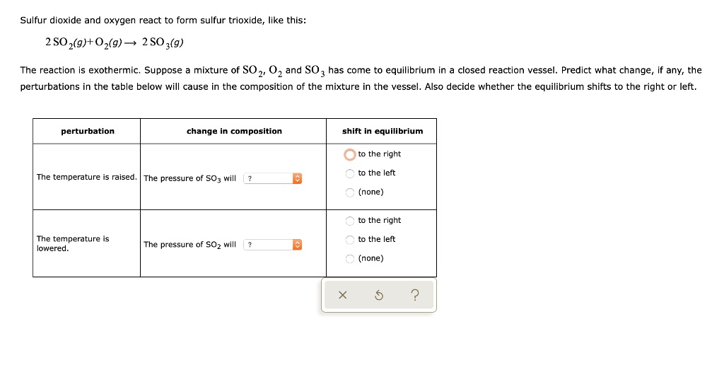 Solved Sulfur Dioxide And Oxygen React To Form Sulfur Trioxide Like