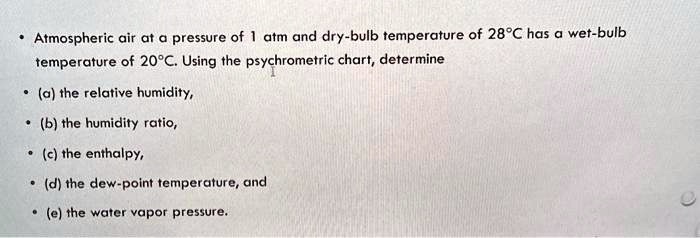 Atmospheric Air At A Pressure Of 1 Atm And Dry-bulb Temperature Of 28C ...