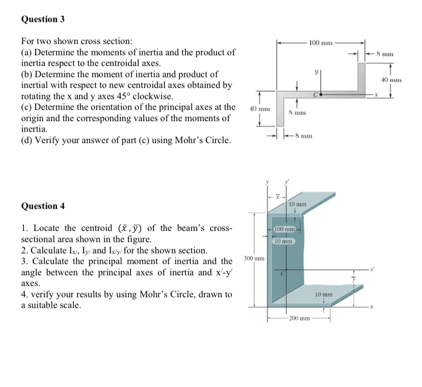SOLVED Question 3 For two shown cross section (a) Determine the