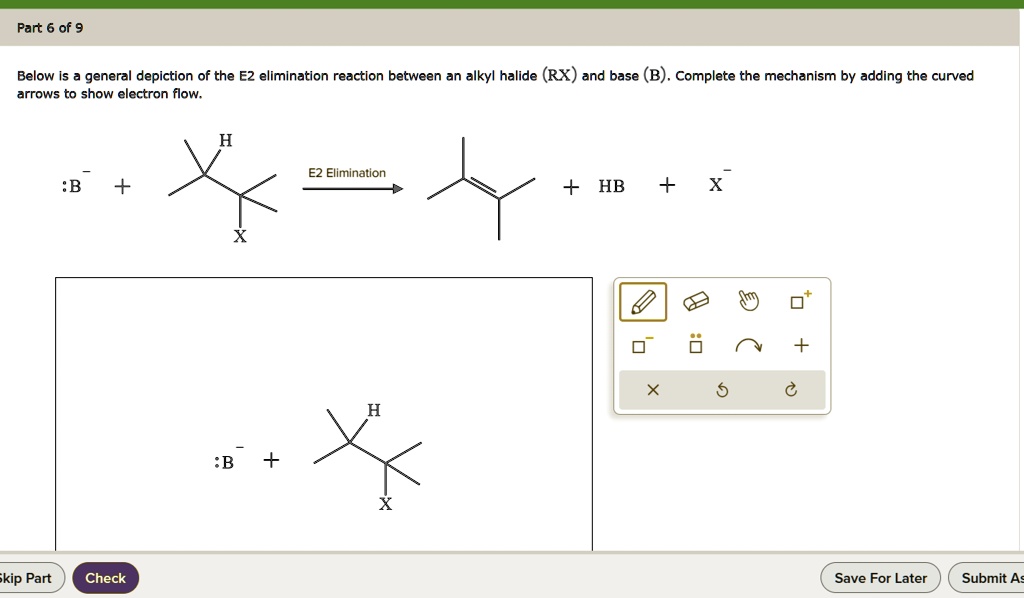 below is a general depiction of the e2 elimination reaction between an ...