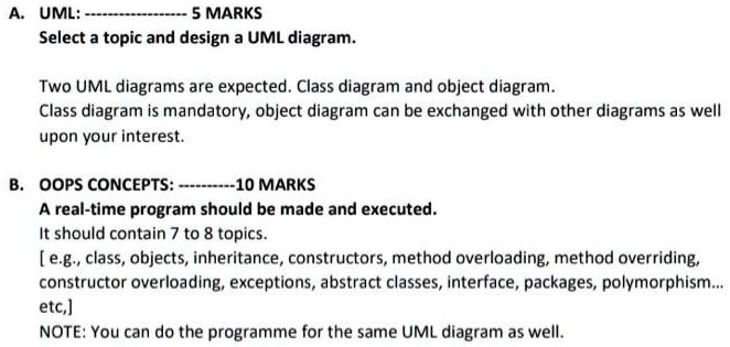 SOLVED: Topic: Java UML: 5 MARKS Select a topic and design a UML ...