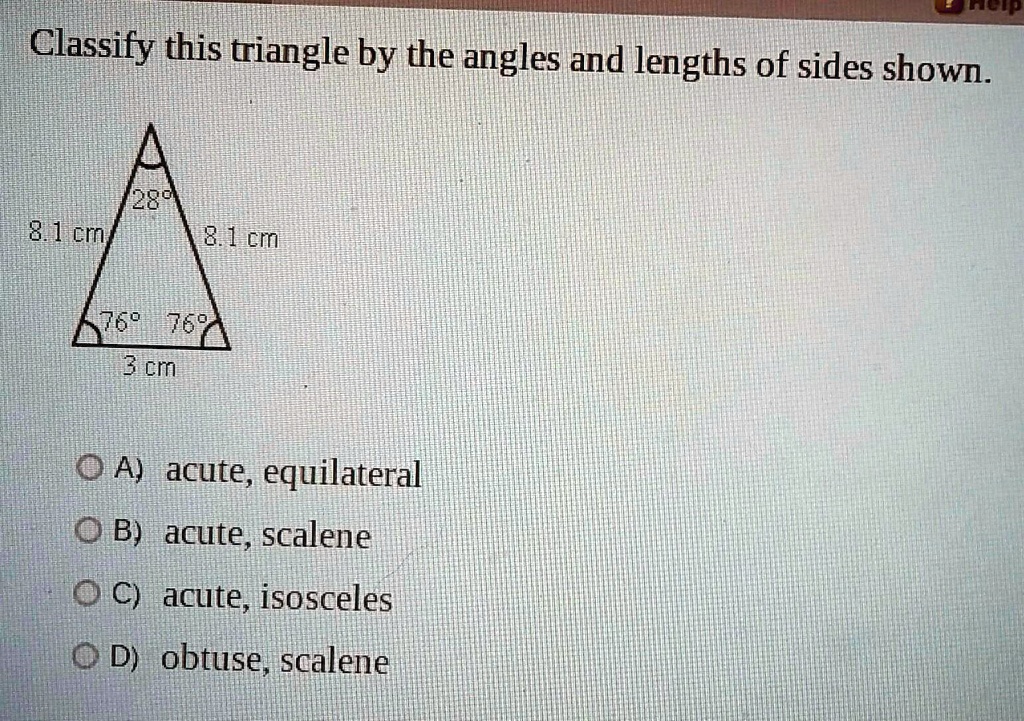 Solved Classify This Triangle By The Angles And Lengths Of Sides Showna Acute Equilateralb 1635