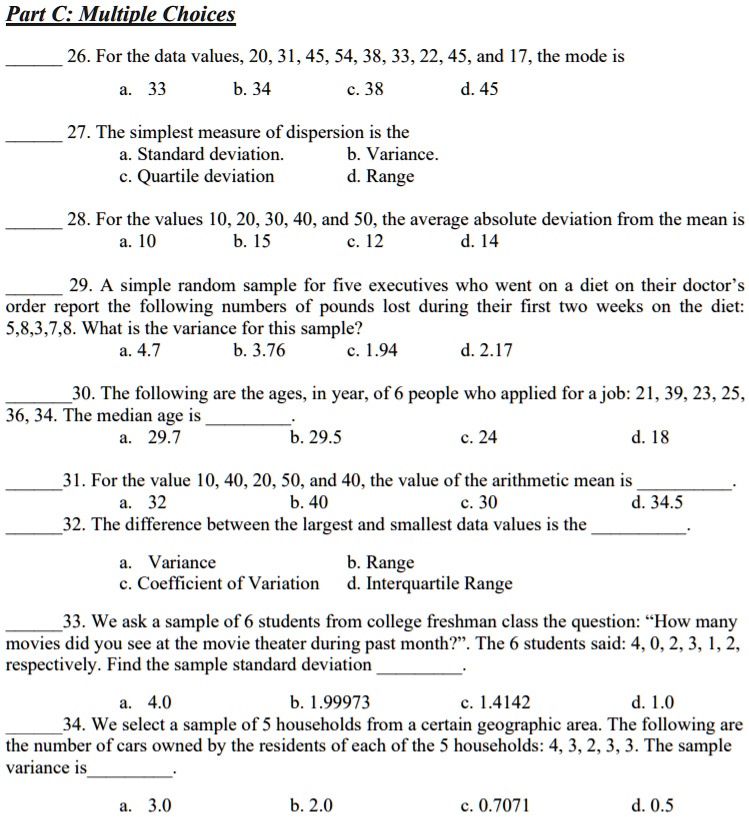 SOLVED: 26. For the data values 20, 31, 45, 54, 38, 33, 22, 45, and 17 ...