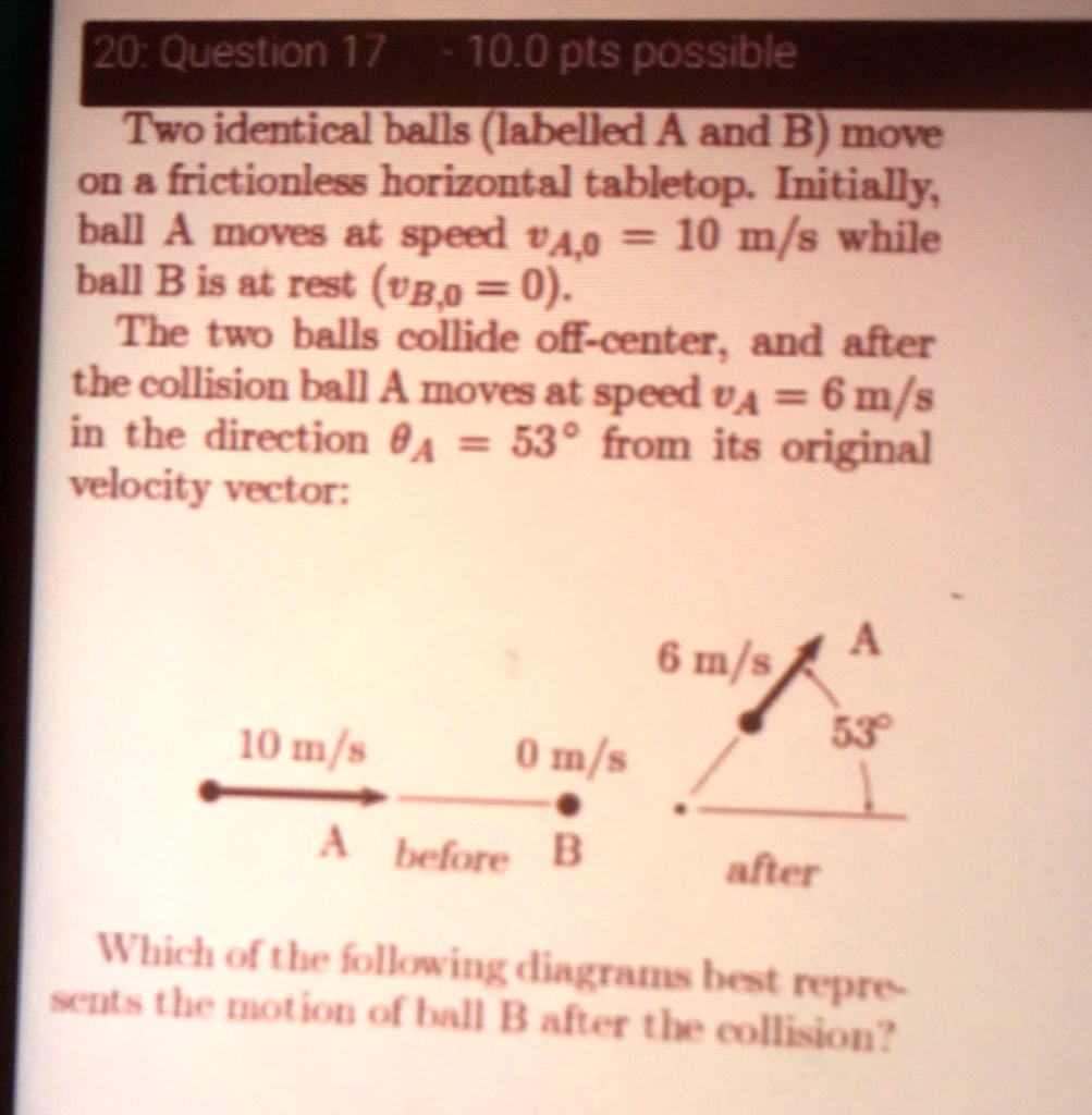 SOLVED Two identical balls (labelled A and B) move on a frictionless