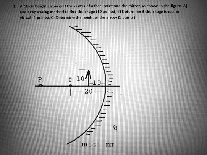 a10 cm height arrow is at the center of focal point and the mirror ...