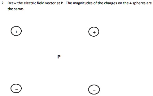 Elect Ric Field Vector Skethch SOLVED: Draw the ectric field vector at The magnitudes ofthe charges on ...