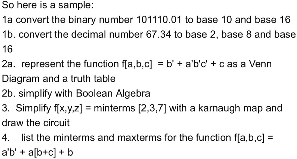1a. Convert the binary number 101110.01 to base 10 and base 16. 1b ...